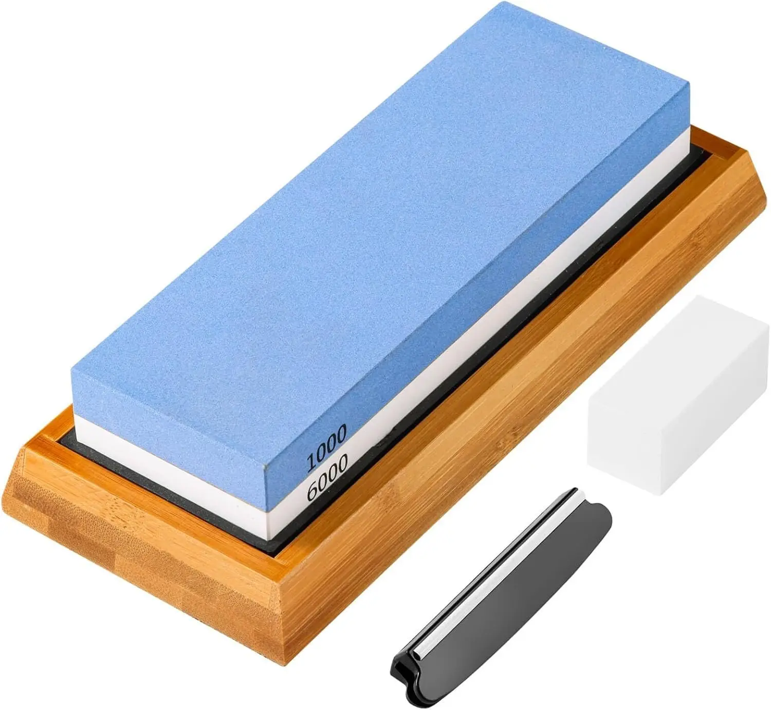Sharpening StoneWhetstone 1000/6000 Grit, Whetstone  Sharpener with NonSlip Base,  Wet Stone Sharpening Kit, Angle Guide