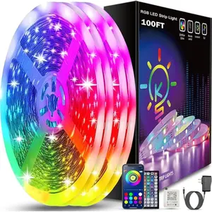 [New Deal] 100ft Led Strip Lights (2 Rolls of 50ft) Bluetooth Smart App Control Music Sync Color Changing RGB Led Light Strip with Remote,Led Lights for Bedroom Room Home Decor Party Festival