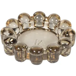 Bubble Candle Dish - Chic Smoky Glass Candle Dish for  Decor - Decorative Modern Candle Holder for Small Candles & Diffusers