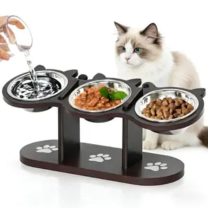 Elevated Cat Feeding Station – Multi-Tier Cat Food and Water Bowls, Includes 3 Stainless Steel Bowls, 3 Stands, Easy Assembly – Portable Design for Multiple Cats dog