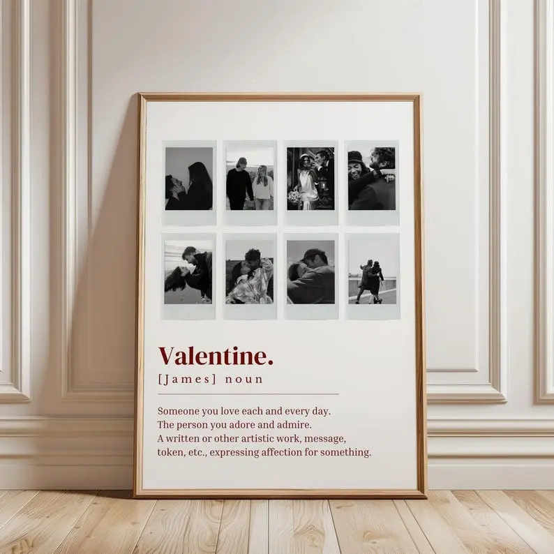 Custom Polaroid Photo Collage, Valentine Definition Print, Valentines Day Decor