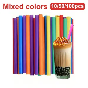Colorful Pearl Straws, Extra Wide Smooth Milkshake Straws, Reusable PP Material, Ideal for Bubble Tea, Milkshake, Large Diameter Drinks