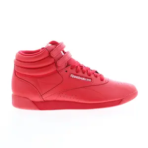 Reebok F/S HI Womens Red Leather Lace Up Lifestyle Sneakers Shoes