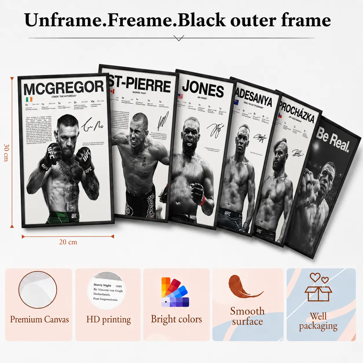 Legend MMA Fighter Career Milestone & Signature Framed Poster Bundle, Modern Minimal Typography Athlete Portrait Canvas, Masculine Cool Tone Decor For Teen Dorm, Loft Apartment And Study Room, Uplifting Wall Gift For Young Combat Sports Fans.