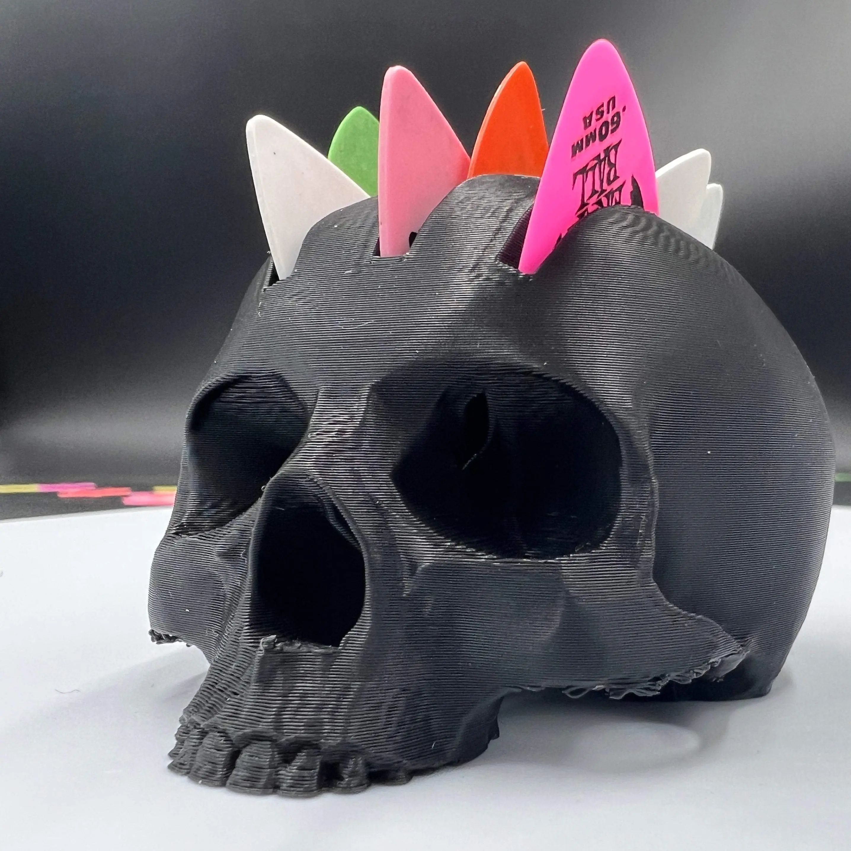 Rockit Music Gear Mohawk Skull Guitar Pick Holder V4 - 3D Printed Plastic for .60mm to 3mm Picks