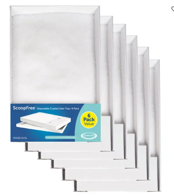 PetSafe ScoopFree Complete Disposable Crystal Cat Litter Trays 6 Pack Pre-filled with Premium Crystal Litter for Improved Odor Control