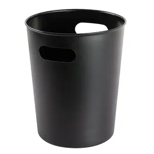Basic Plastic 2.64 Gallon Wastebasket in Rich Black for Bathroom, Bedroom, or Office