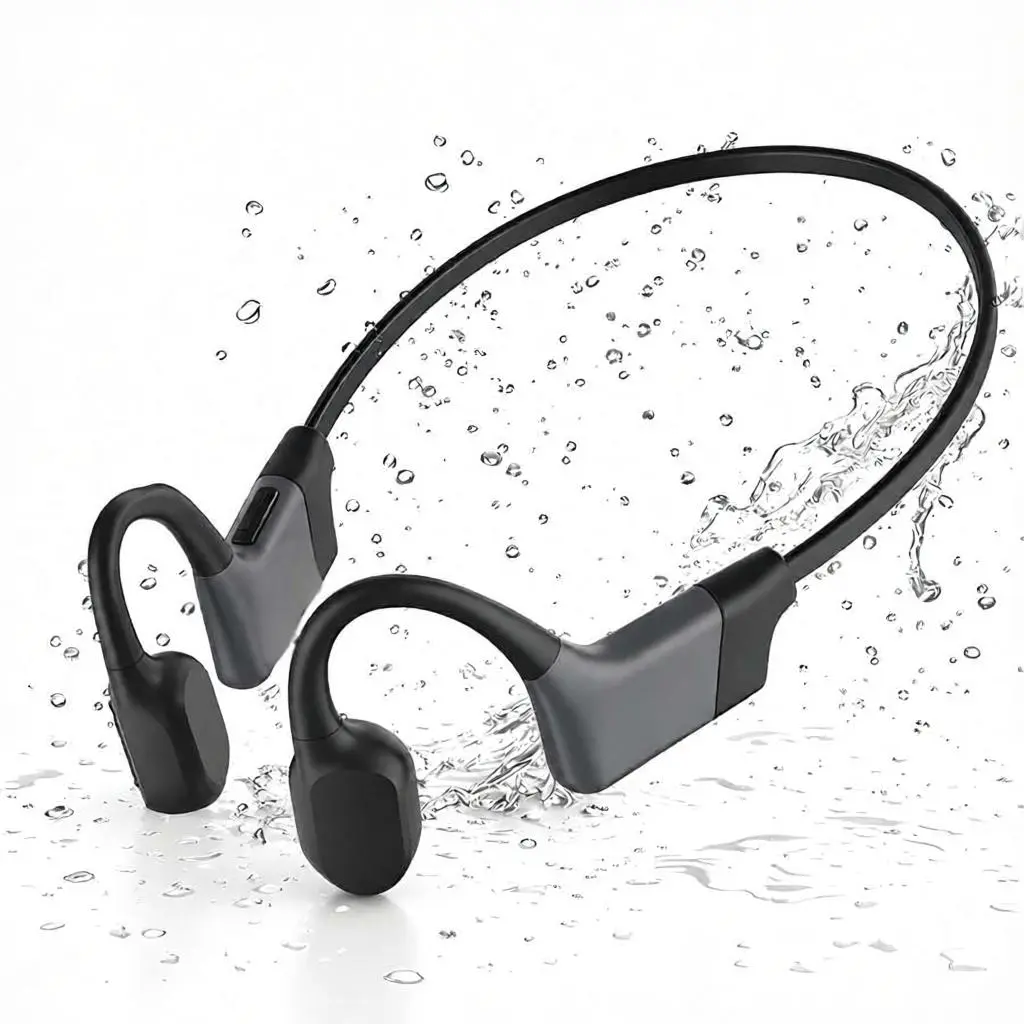 Wireless bone-conduction neckband headphones with a water-resistant, sports-friendly design; lightweight and comfortable with long battery life; ideal for music, calls, and exercise; compatible with Android and iOS audio devices   hifi stereo earbuds new
