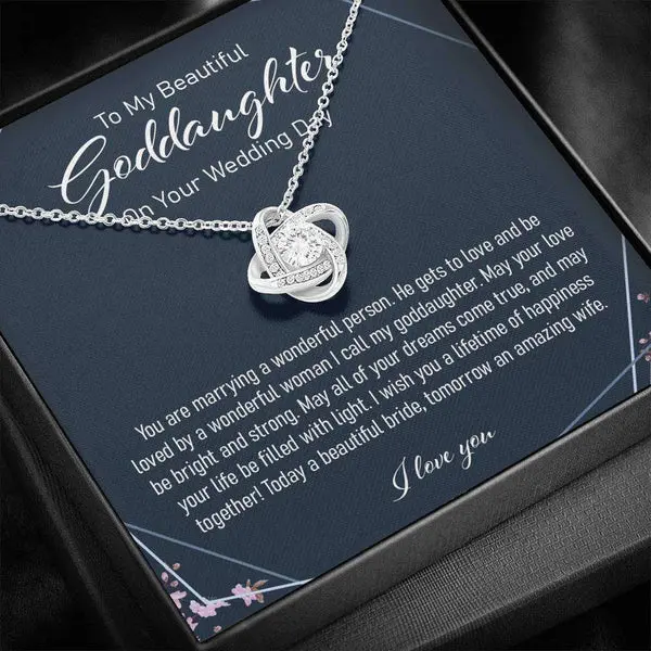 Goddaughter Necklace, Goddaughter Wedding Day Gift Love Knot Necklace, To My Goddaughter Necklace from Godfather, Jewelry Goddaughter Birthday Graduation Christmas
