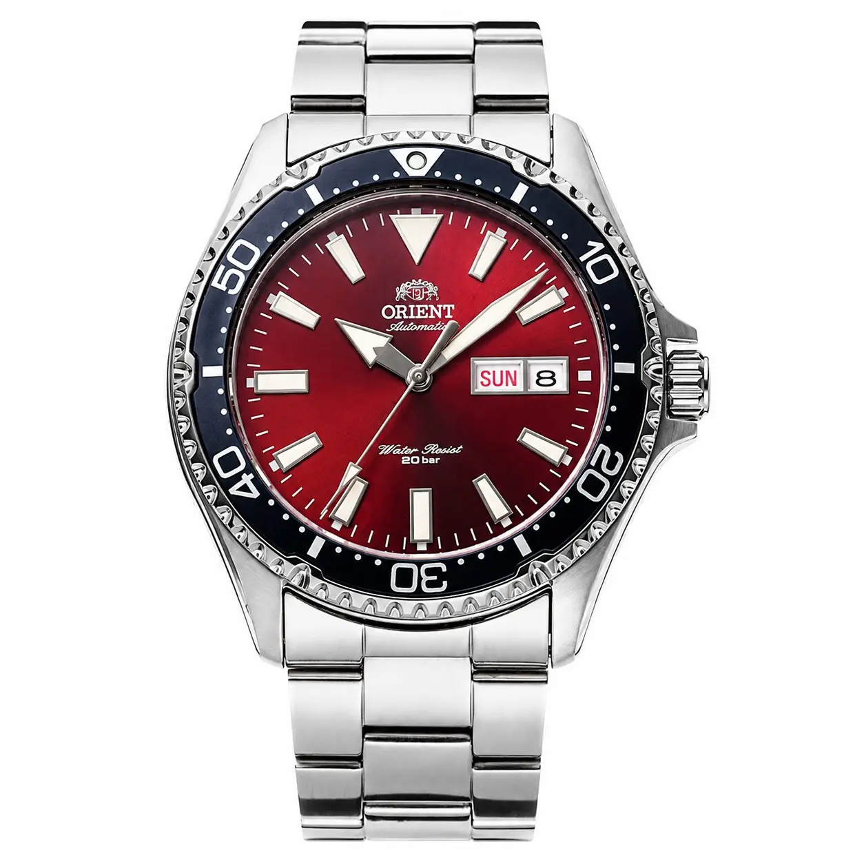 ORIENT AAA Grade Gold Tone Men's Diver Automatic Mechanical Watch, Rotating Bezel, Luminous Markers, Day & Date, Solid Stainless Steel Bracelet, 200m Water Resistant Sports Wristwatch, Multiple Dial Colors Reloj de Buceo Automático para Hombre