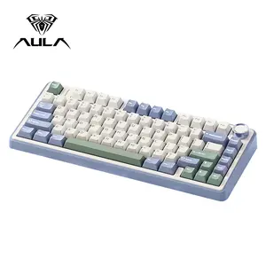 Aula F75 Mechanical Gaming Keyboard, 75 Layout, Dual Mode Game/office, Hot Swappable Axes, Cool Lights, Compatible with Windows/MAC/iOS, Wireless Gaming Keyboard