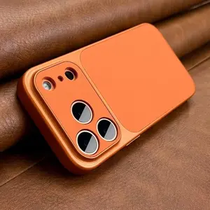 Instant 17 Lychee Pattern Retro Imitation Leather Phone Case, Suitable for iPhone 17Air 16 15 14 13 12 11 Pro Max 17Pro 17Promax Large Window Camera Anti Shock Soft Edge Hard Case Phone Accessories Protective Case