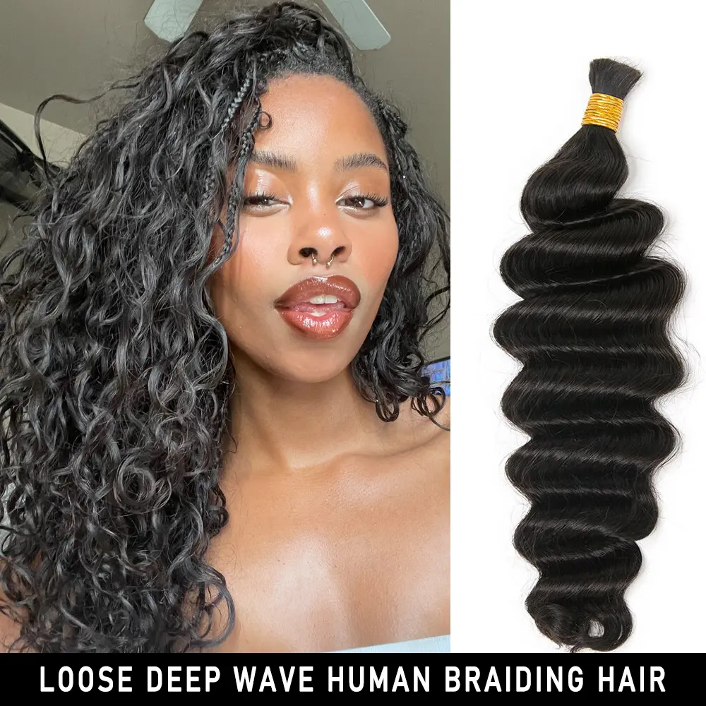 YWIGS Loose Deep Wave Human Braiding Hair for Boho Braids Bulk Human Hair for Braiding No Wefted Natural Color Human Hair for Boho Braids #DealsForYouDays @spotlightday