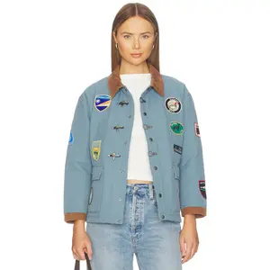 Found Farmstead Quilt Patch Jacket in Teal Blue