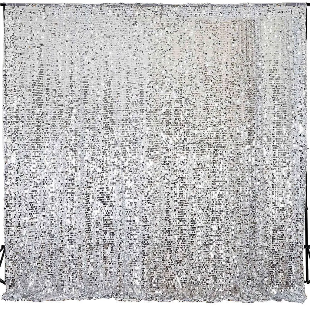 Silver Payette Glitter Sequin Backdrop Curtains - 20ft x 10ft 1-Piece Sequin Fabric Draped Divider Drapery Panel, Life Size Festive Backdrops & Banners for Wedding Ceremony, Photoshoot Decor