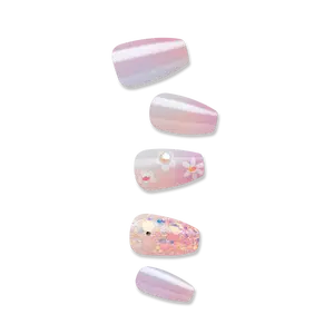 Impress Premium No Glue Fake Press On Nails - Portal | 3D & Jewel Design,  Purple, Medium, Coffin, Manicure