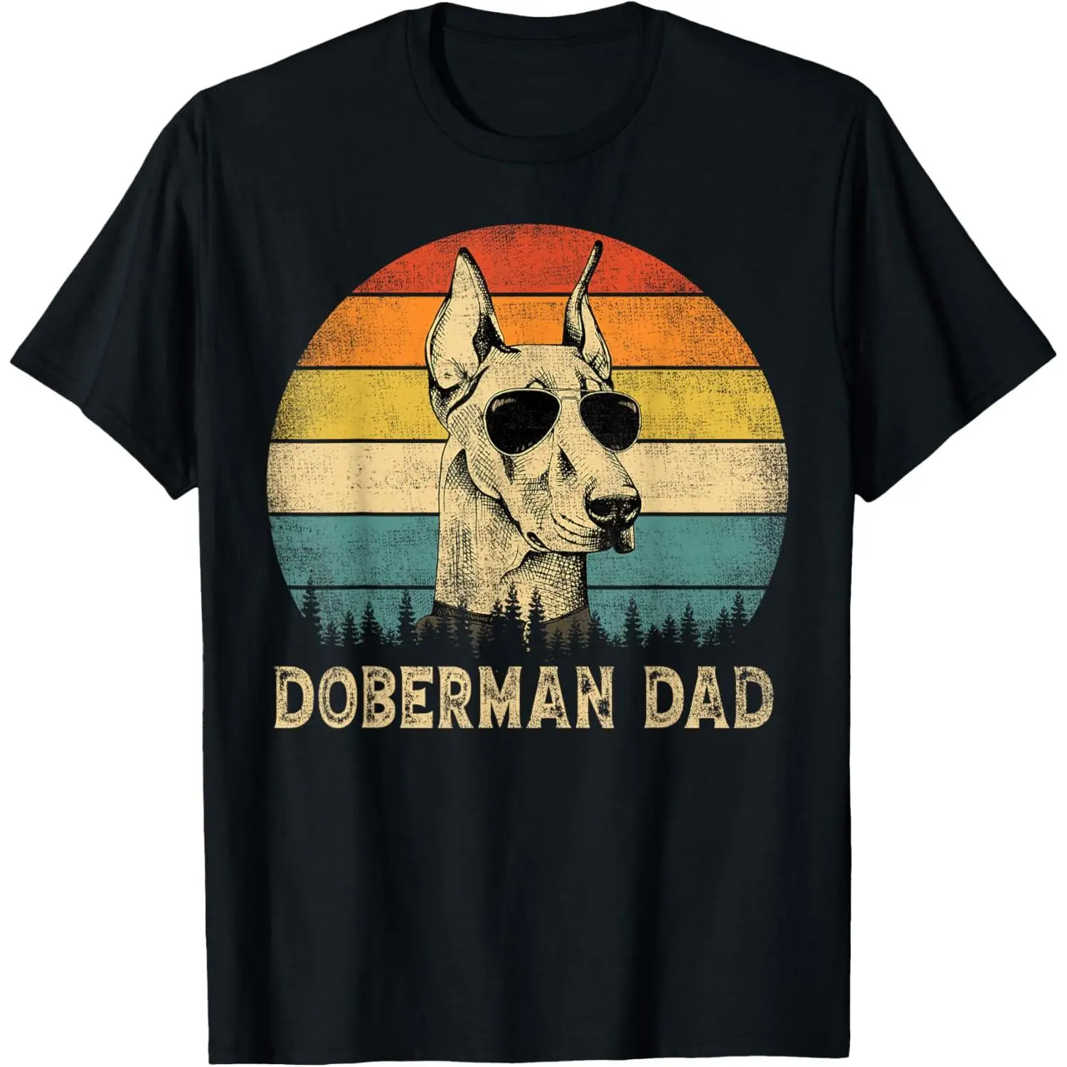 Vintage Doberman Dad Dog Lovers Father's Day Tee T-Shirt Pure Cotton Graphic Tees Menswear Top: Gifts for Men & Women