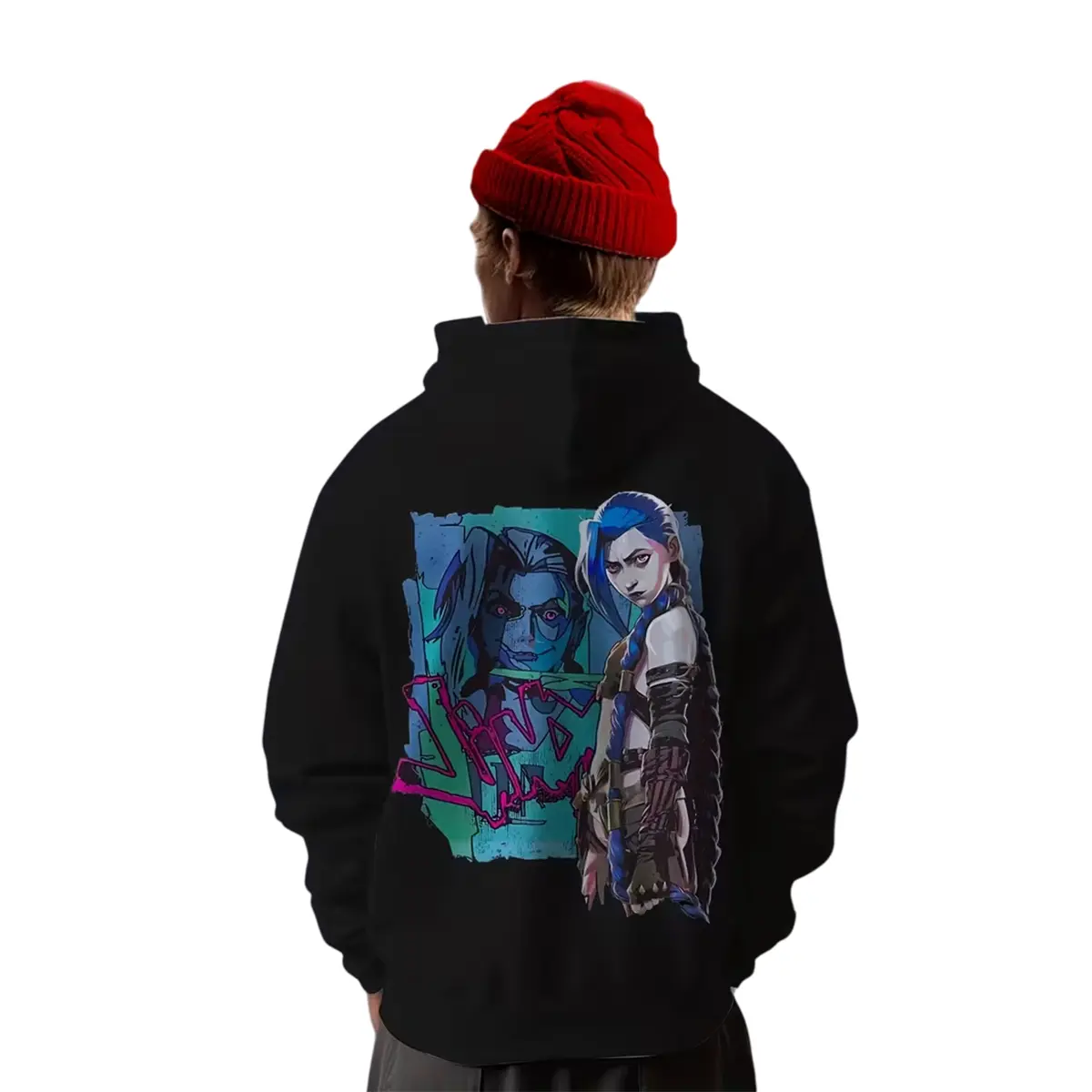 Jinx Hoodie – Arcane Anime Hoodie, League of Legends Streetwear, Cyberpunk Gamer Pullover Hoodie, Cool Graphic Hoodie for Men and Women