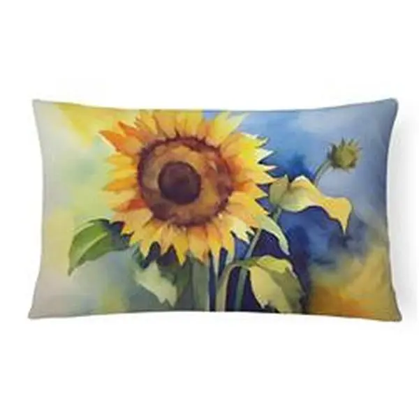 16 x 12 in. Unisex Sunflowers in Watercolor Fabric Decorative Pillow