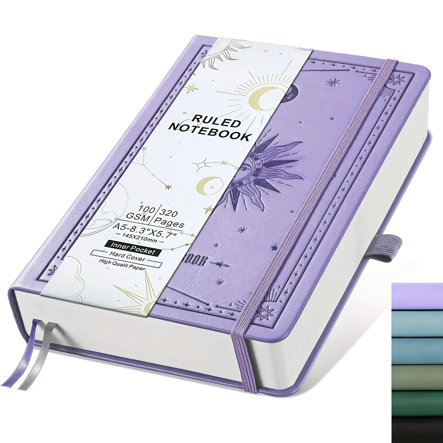 Lined Notebook, 320 Pages Thick 100 GSM Paper, A5 Hardcover PU Leather Journal for Students, Work, Writing & Notes, College Essentials, Stationery Supplies, 5.7 x 8.3 inches