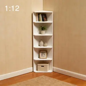 1:12 Scale Miniature Corner Cabinet Suitable for BJD/Dollhouse  PLA material miniature shelf with corner storage function, can be used as a bookshelf, ideal for dollhouse decoration and mini desktop storage, suitable as a Christmas/Halloween/Birthday gift