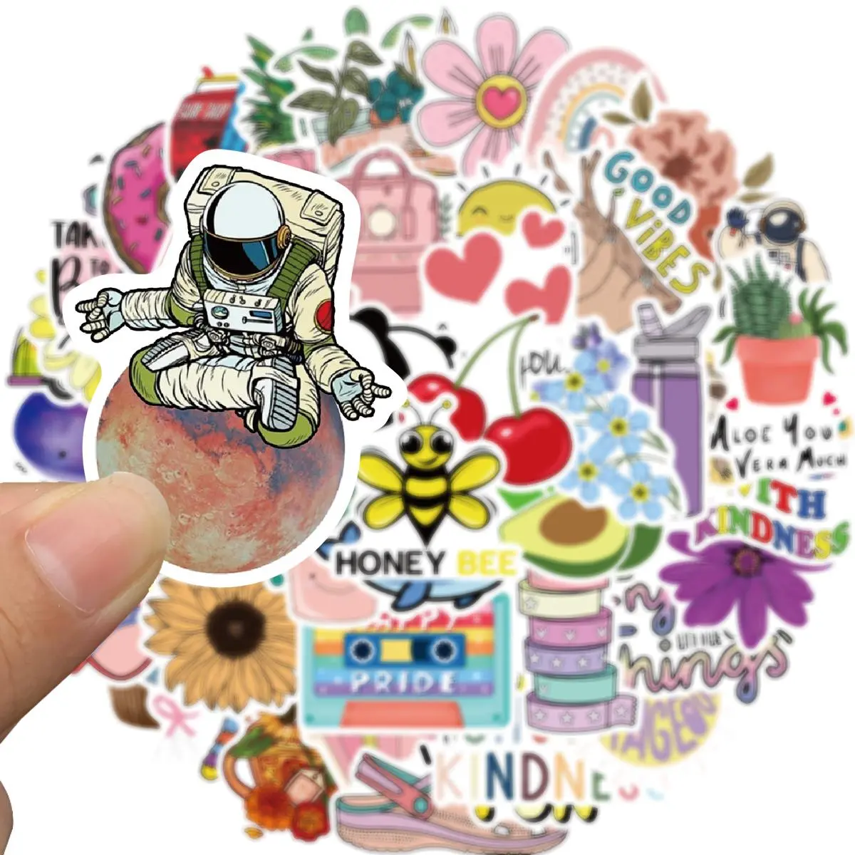 Astronaut Pattern Sticker, 50pcs/set Waterproof Self Adhesive Decor Paper, Decor Sticker for Gift Greeting Card Water Bottle Laptop Phone, Cases