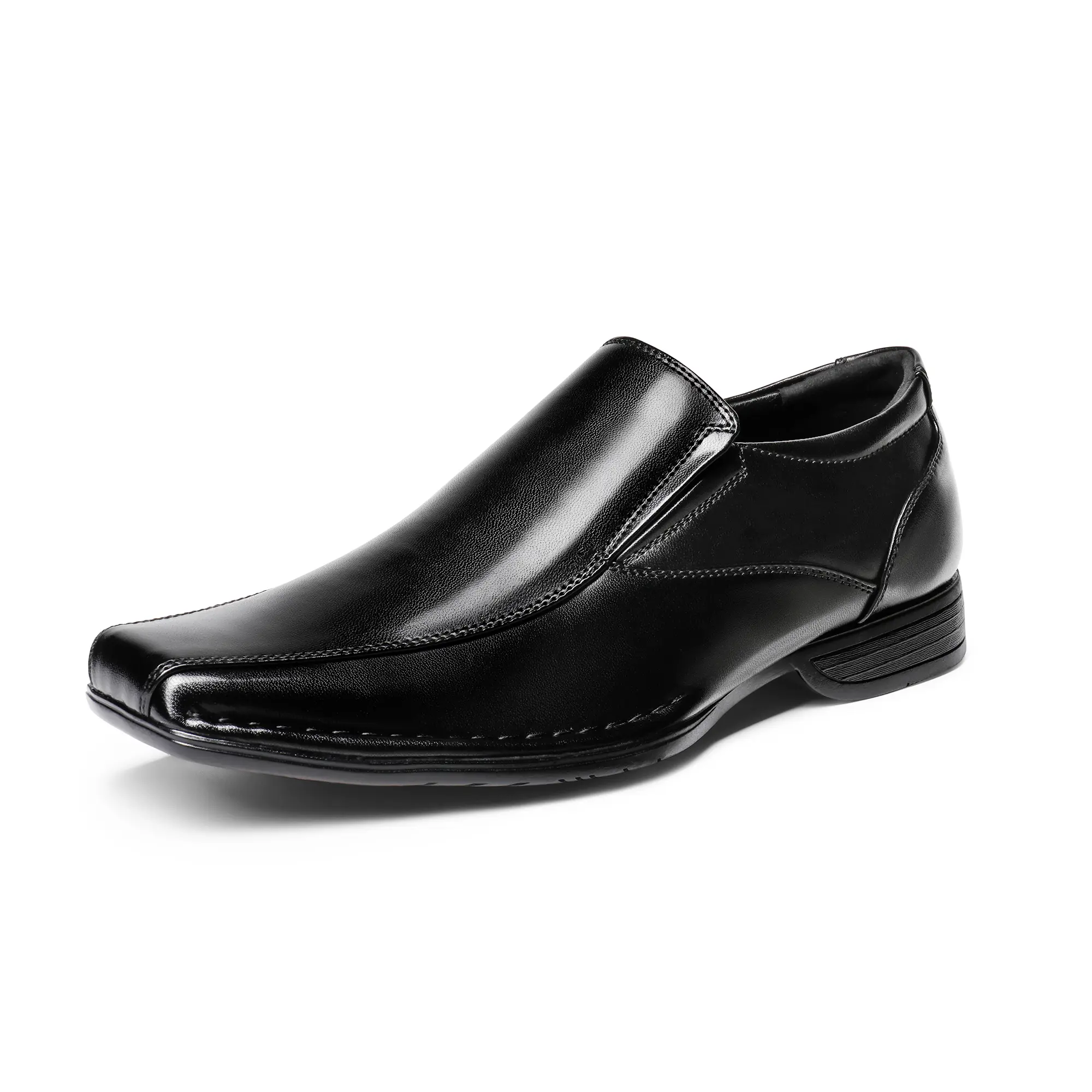 BRUNO MARC Men's Square-Toe Synthetic Slip-On Loafers - 1 in Cuban Heel, All-Seasons Work Shoes, Comfortable Throughout the Day and Night Business Casual Office Footwear
