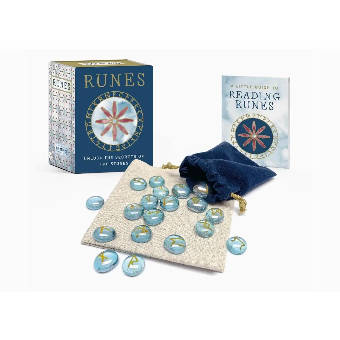 Runes Stone Divination Set with Guidebook – Glass Rune Stones for Norse Magic, Meditation & Spiritual Readings