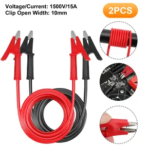 2Pcs Alligator Clips Electrical Test Leads Set - 3.3Ft Dual Ended Crocodile Wire Cable with Insulators Clips,Flexible Copper Cable,for Electrical Testing,Car Repair