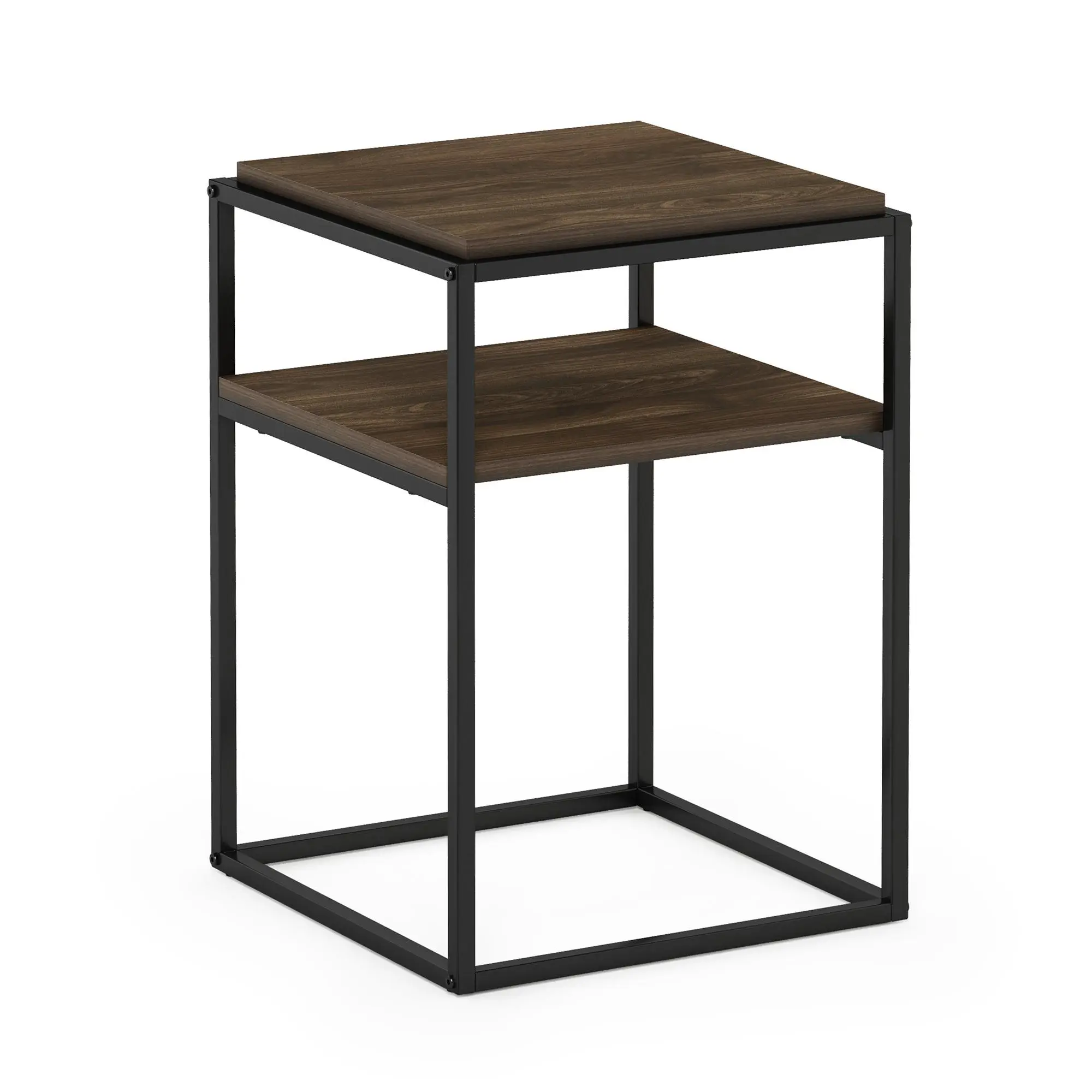 Moretti Modern Lifestyle Stackable 2-Tier Columbia Walnut End Table - Durable 2-Tier End Tables for Bedroom, Living Room Storage & Practical Use, Durable End Tables