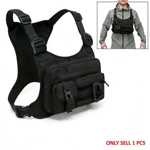 Tactical Chest Bag, Lightweight Carrier, Adjustable Shoulder Straps, Multiple Pockets, Durable Zipper Storage, Safety Buckle Closure, Ideal for Running, Hiking, Gym