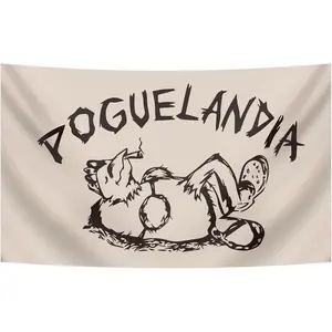 Tapestry  Poguelandia Flag Tapestry Funny Flag Banner for College Dorm Room Wall Decor Flags Cotton Decorative chill room accessories