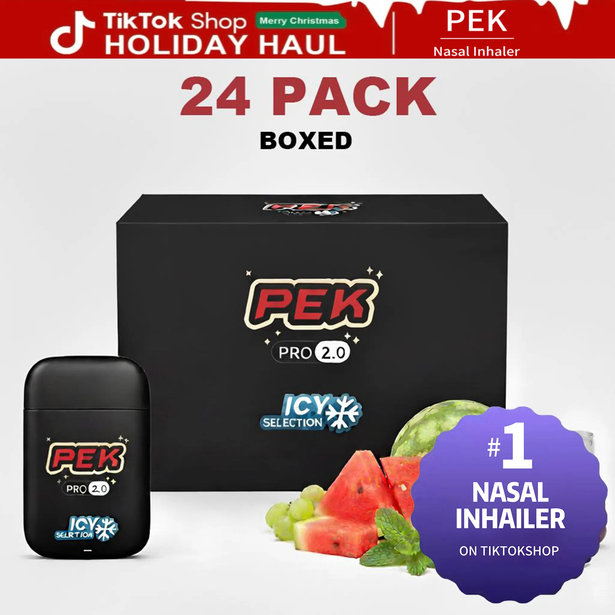 PEK Pro 2.0 Cool Nasal Inhaler, Natural Essential, Pack of 24