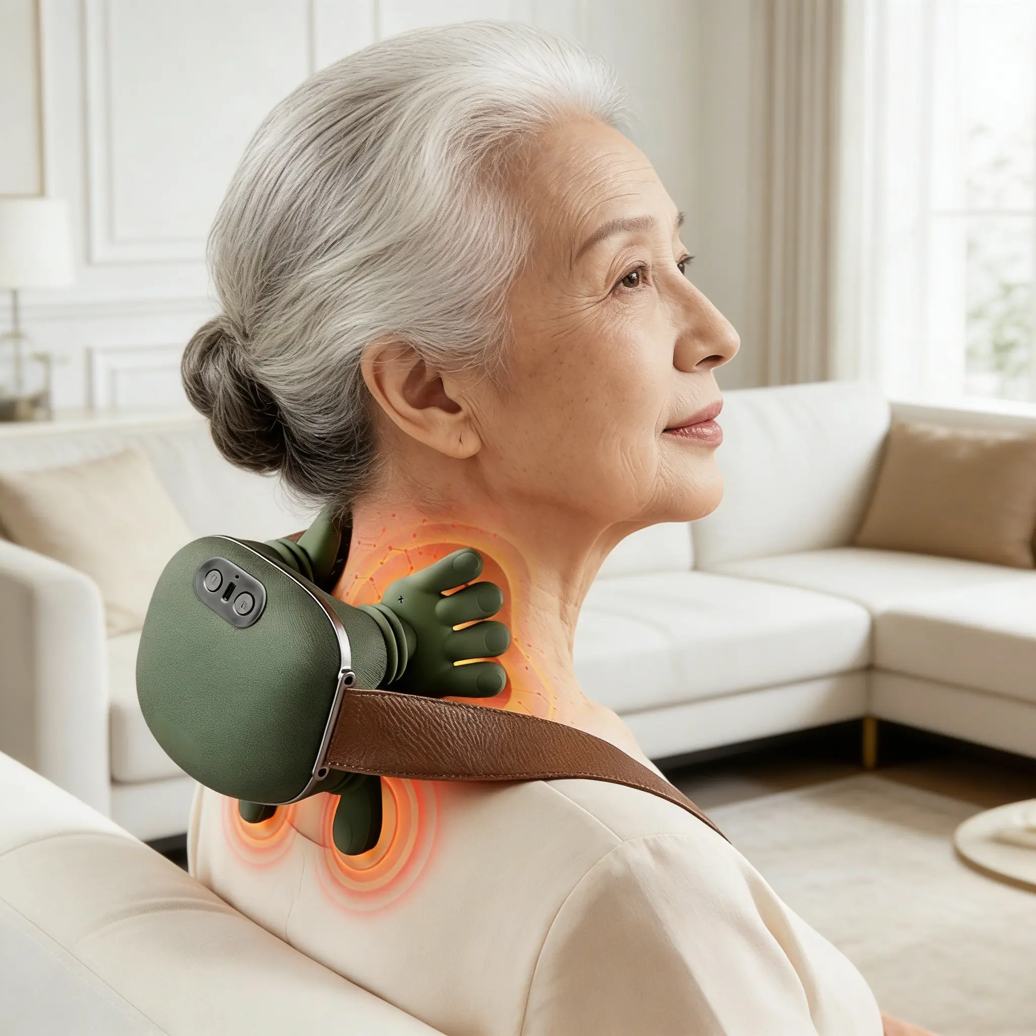 Portable Neck Shoulder Massager, Powerful Brushless Motor Electric Massage Tool, Deep Tissue Acupoint Kneading Massage with Built-in Massage Nodes, Multi-Purpose for Neck Shoulder Back Pain Relief, Ideal for Home Office Use