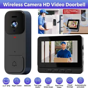 X7 Smart Wireless Video Doorbell, 4.3 Inch Color Screen, HD Video Intercom, Long Battery Life, No Internet Needed, Two-Way Audio, Home Use, Home Security Doorbell