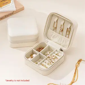 1 Piece Portable Jewelry Storage Box, Dustproof Multi-grid Elegant Jewelry Organizer, Organizational Zipper Storage Jewelry Storage Box for Earring Necklace Ring Bracelet, Dustproof Organizer Boxes Multi Compartment Design