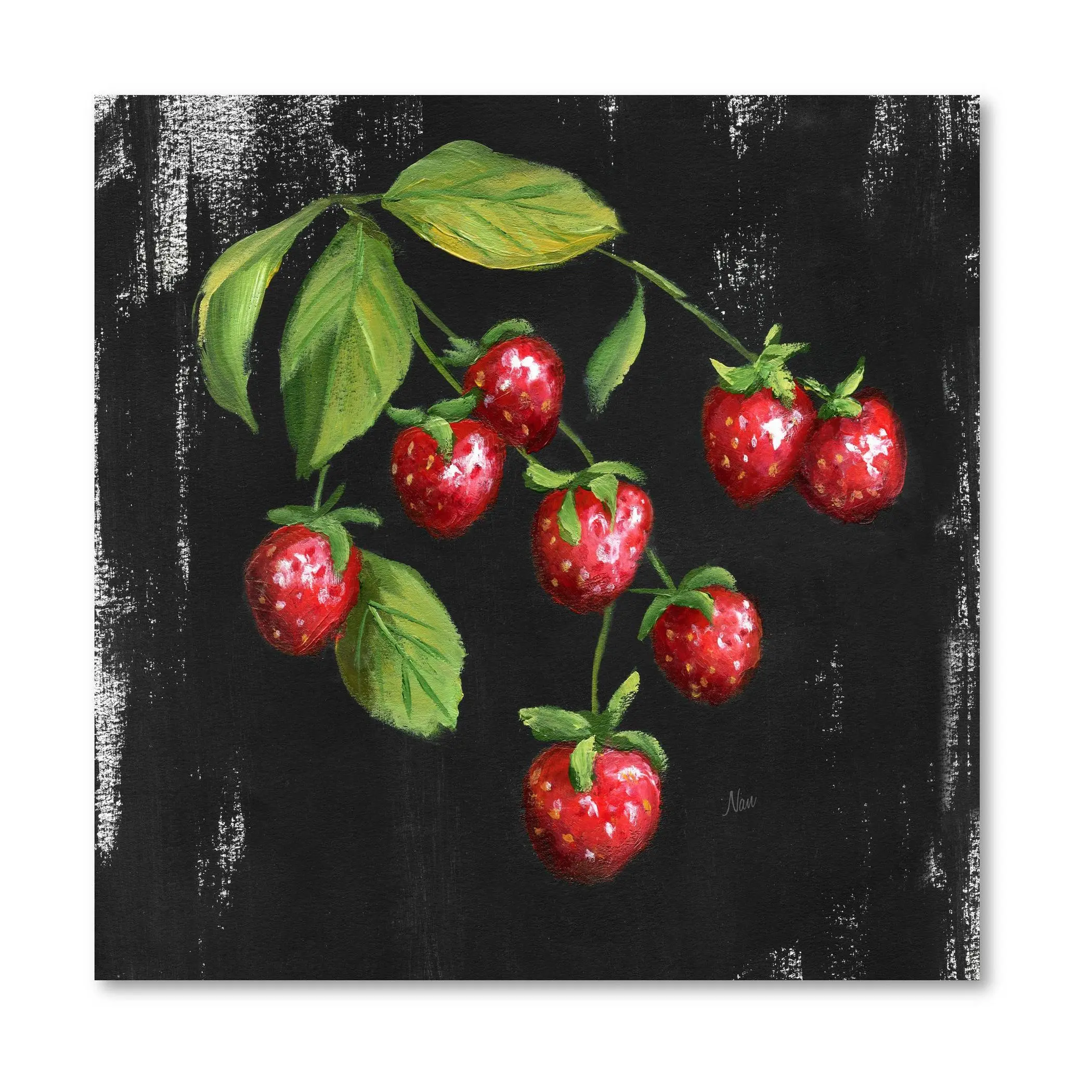 Courtside Market Chalkboard Strawberries 16x16Canvas Wall Art