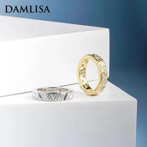 3x3mm 2.4cttw D Color Triangle Cut Moissanite Wedding Band