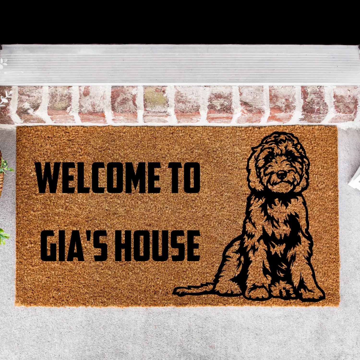 Personalized Golden Doodle Doormat