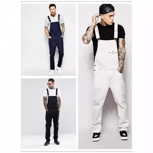 New European and American denim white workwear slim fit men's pants casual pocket jumpsuit workwear loose pants summer beige machine washable