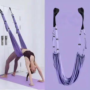 Door Yoga Hammock Kit for Back Pain Relief & Stretching, Aerial Silk Swing, Multi-Loop Adjustable Straps, Home Gym Inversion Therapy, Yoga Practice