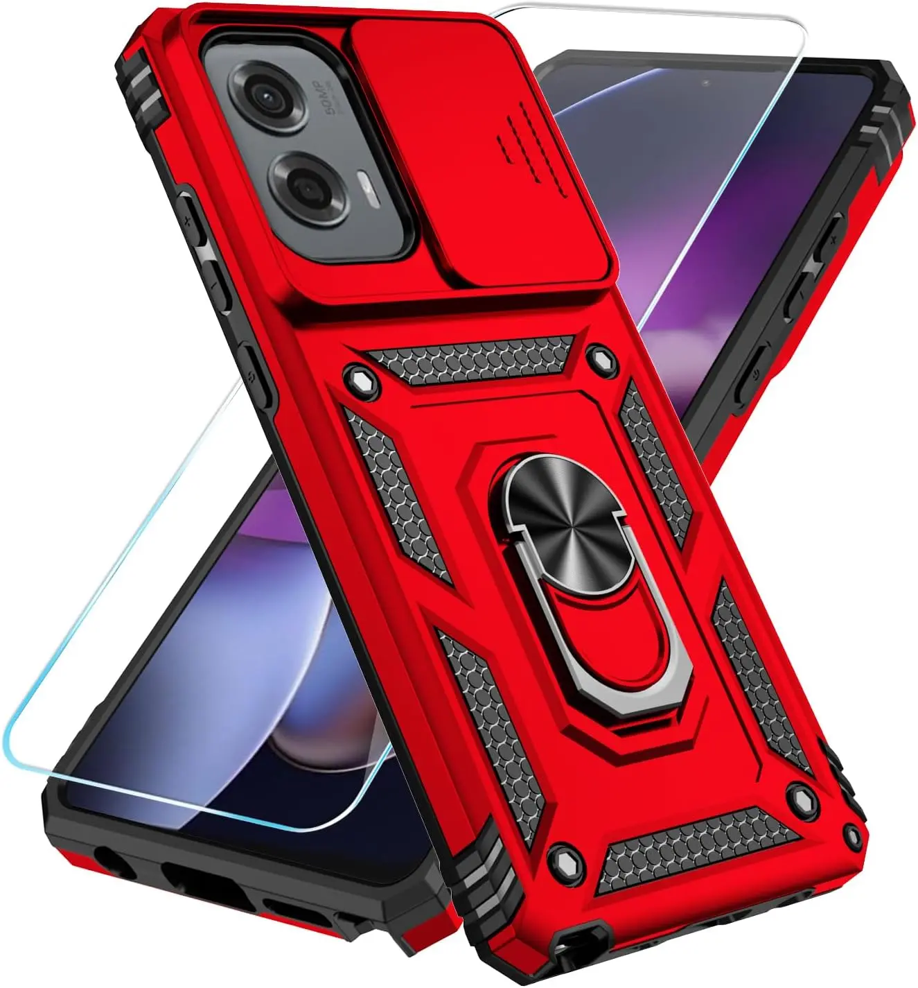 Motorola Moto G Stylus 5G 2024 Case with HD Screen Protector & Slide Camera Cover & Kickstand, [Military-Grade] Phone Case for Moto G Stylus 5G 2024