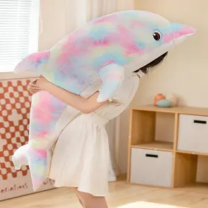 Cute Colorful Dolphin Design Plush Toy, Soft & Comfy Animal Shaped Stuffed Toy, Lovely Birthday Gift for Kids & Adults, Super Soft Fluffy, Soft Stuffed Animals