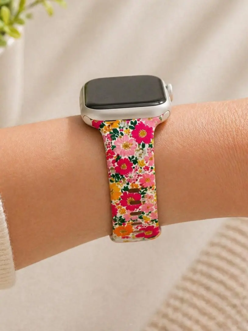 Bright Floral Watch Band – Cute Silicone Strap – Soft & Comfortable