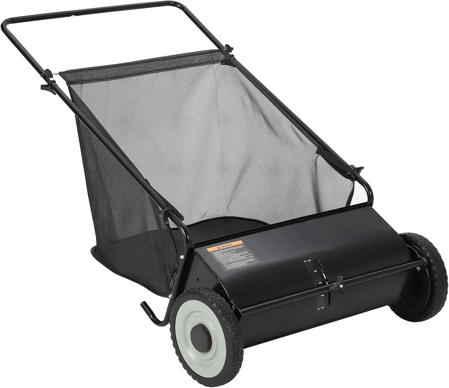 Gaomon Manual 26-Inch Outdoor Lawn Sweeper with Steel Frame, 7 cu ft Hopper (200L Capacity), 4 Fast-Spinning Brushes, Height Adjustment, Adjustable Handle, 30% More Sweeping Power, Quick Disposal, Non-Woven, Quick-Release Mechanisms, Black Cleanup Tool