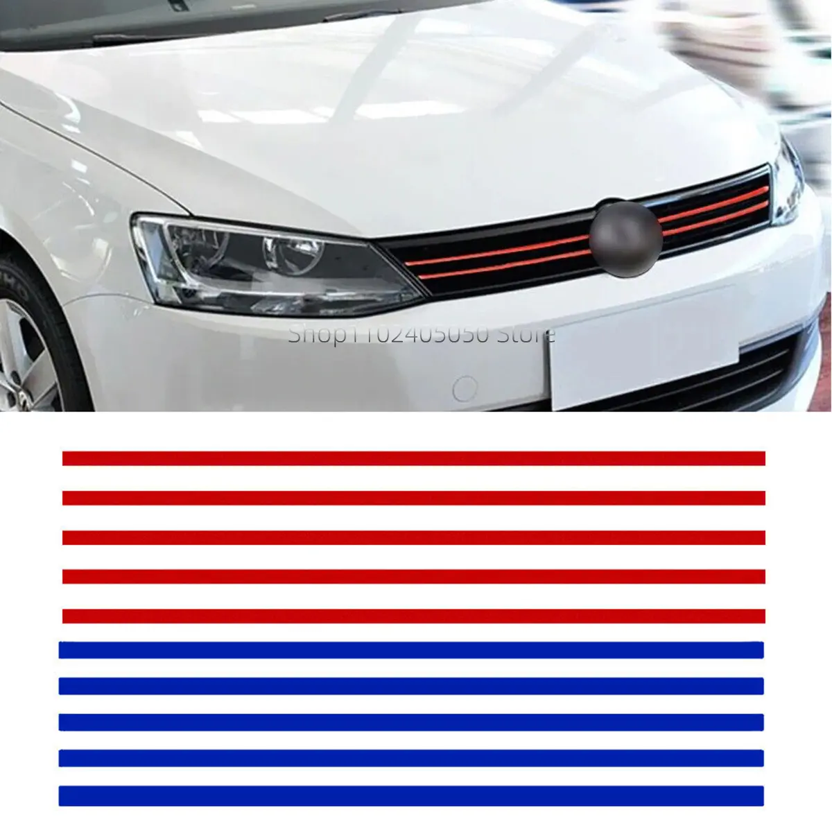 2026 New 5Pcs Car Front Hood Grille Reflective Sticker Stripe for VW Golf 6 7 Tiguan Polo GTI Auto Exterior Styling Decoration Trim Decal For Car Décor