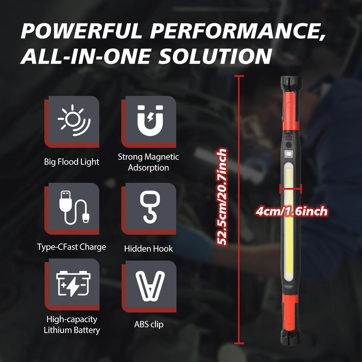 NovaRHome Father’s Day Gifts – Engine compartment work light strip, magnetic light strip with hook, 2000mAh battery life of 3-5 hours, red and white dual color temperature, single pack, suitable for mechanics, car repair, and garage use.