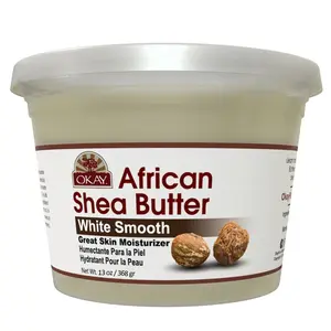 Okay Pure Naturals African Shea Butter Jar, Natural Body Moisturizer and Hair Conditioner, White, 13 oz