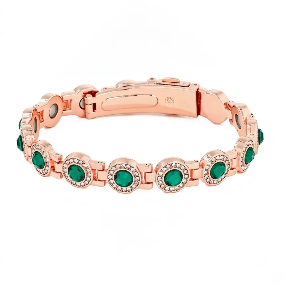 Pure Copper Bracelets for Women, Ultra Strength Magnetic Therapy Bracelet for Pain Relief with Neodymium Magnets & Sparkling Cubic Zirconia, Adjustable,  Jewelry