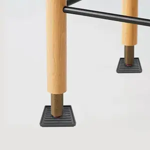 8Pcs Black Square Furniture Pads for Hardwood Floors, Anti-Slip Bed Stoppers, Furniture Caster Cups, Chair Leg Floor Protectors, Rubber Furniture Feet for Beds & Sofas, Hardware